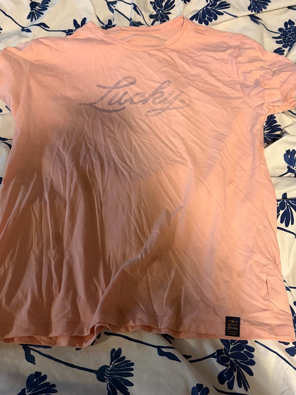 Lucky Brand Pink Short Sleeve Tee with Script Logo